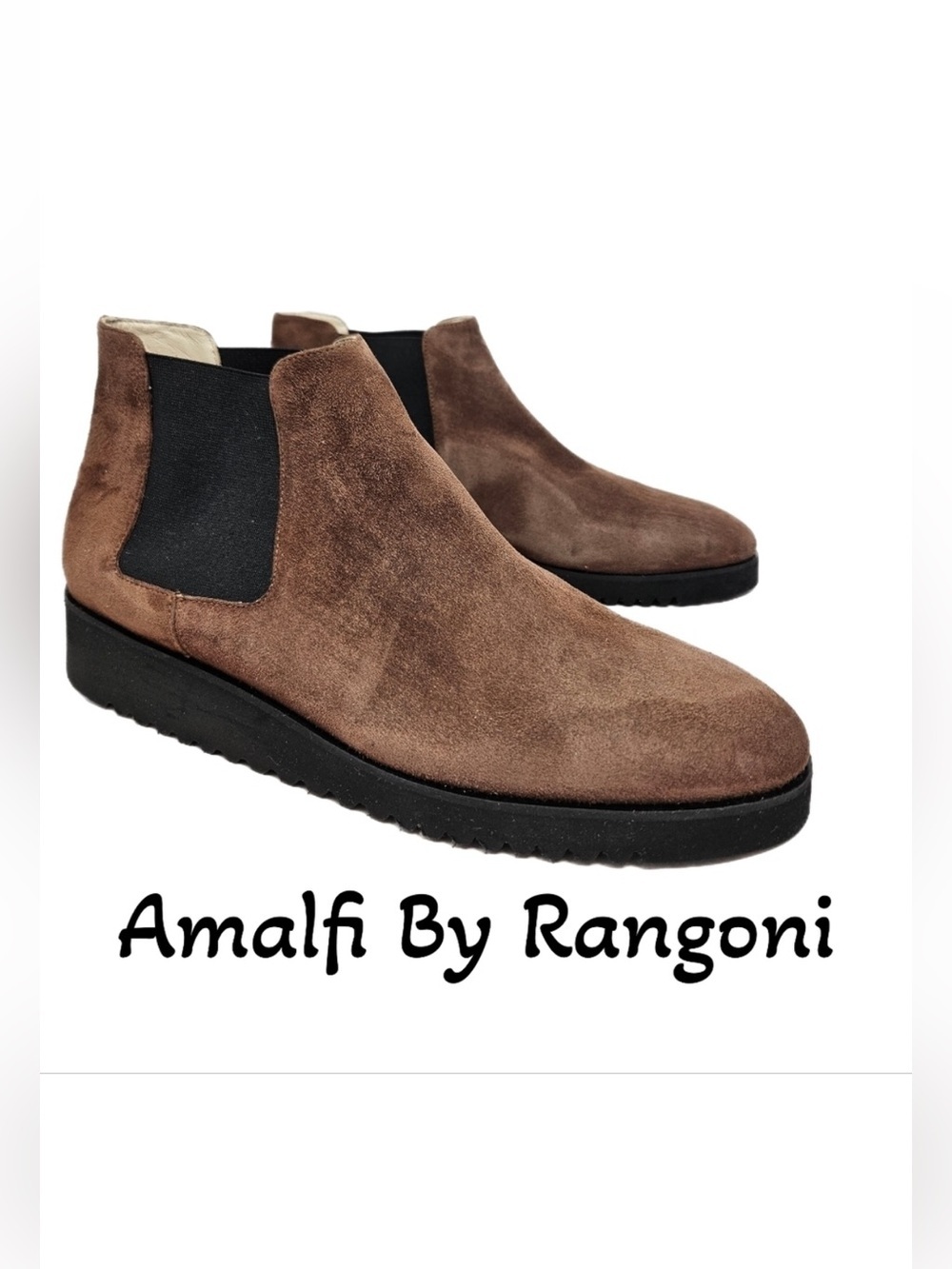 Amalfi By Rangoni Womens Bootie Sz 11.5M Enrico Chelsea Brown Suede Lightweight